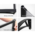 Instahut Window Awning 1m x 4m Transparent Door Canopy Black Frame