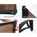 Instahut Window Awning 1m x 4m Brown Canopy Black Frame