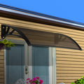 Instahut Window Awning 1m x 4m Brown Canopy Black Frame