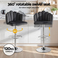 Artiss Bar Stools x2 Counter Height Gaslift Velvet Grey Adjustable