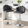 Artiss Bar Stools x2 Counter Height Gaslift Velvet Grey Adjustable