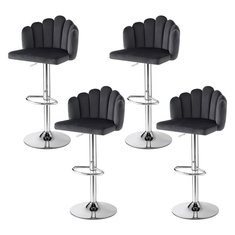 Artiss Bar Stool x4 Velvet Grey Kitchen Counter Gaslift Adjustable