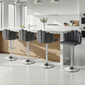 Artiss Bar Stool x4 Velvet Grey Kitchen Counter Gaslift Adjustable