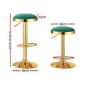 Artiss Bar Stools 2x Velvet Padded Kitchen Dining Green