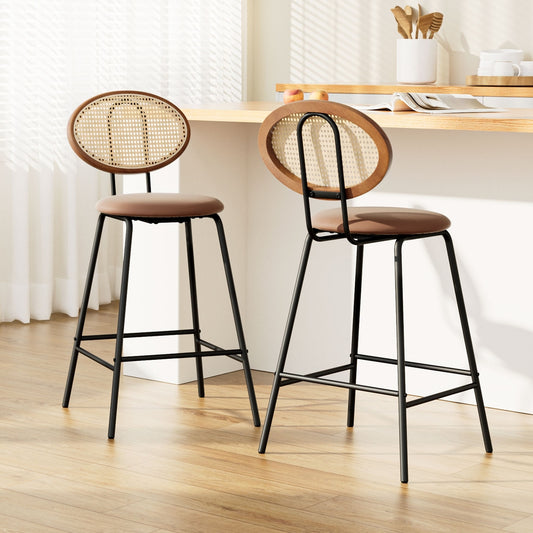 Artiss 2x Bar Stools PU Leather Brown