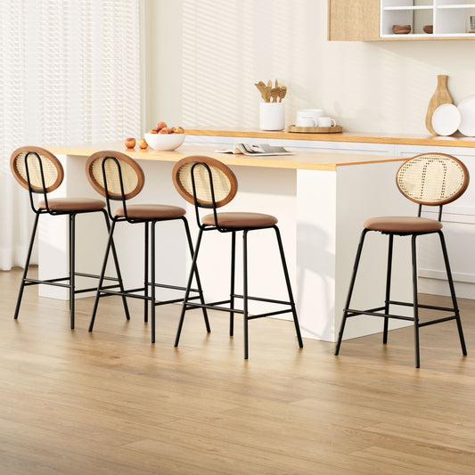 Artiss 4x Bar Stools PU Leather Brown Kitchen