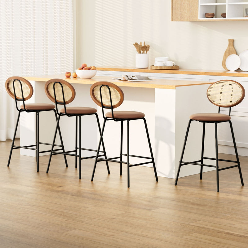 Artiss 4x Bar Stools PU Leather Brown Kitchen