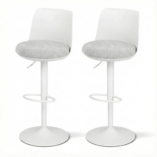Artiss 2x Bar Stools Swivel Gas Lift Counter Chair White