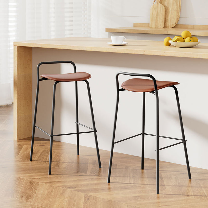 Artiss Bar Stools x2 Metal Kitchen Counter Brown