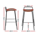 Artiss Bar Stools x2 Metal Kitchen Counter Brown