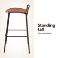 Artiss Bar Stools x2 Metal Kitchen Counter Brown