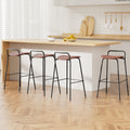 Artiss Bar Stools 4x Kitchen Counter Dining Metal Brown
