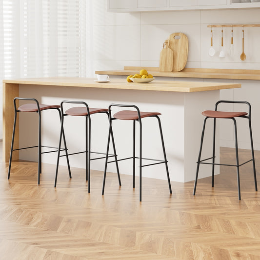 Artiss Bar Stools 4x Kitchen Counter Dining Metal Brown