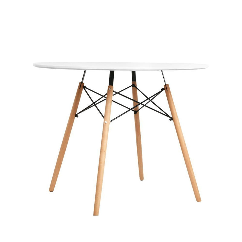 Artiss Round Dining Table 90CM White 4 Seater