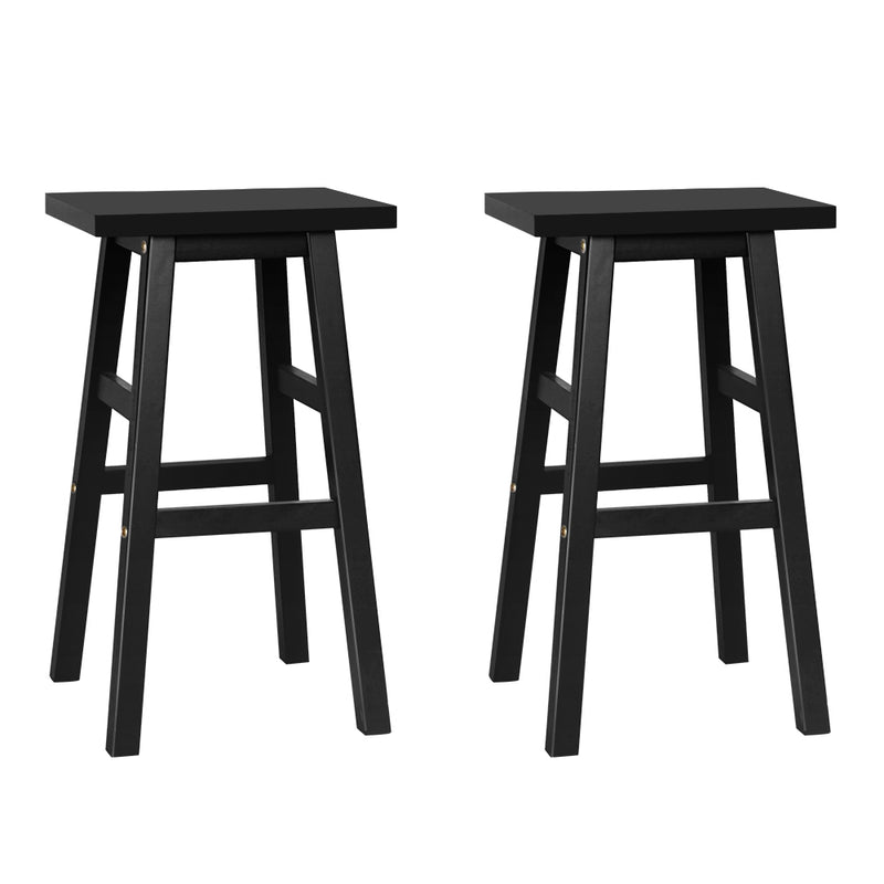 Artiss Bar Stools x2 Wooden Kitchen Counter Chairs Black