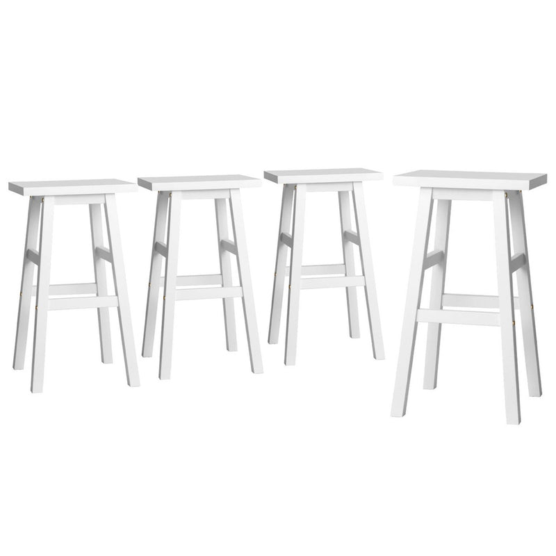 Artiss 4x Bar Stools Wooden White Kitchen Chairs