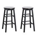 Artiss Bar Stools x2 Round Wooden Chairs Black