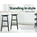 Artiss Bar Stools x2 Round Wooden Chairs Black