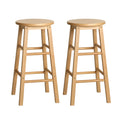Artiss 2x Wooden Bar Stools Round Seat Natural Chair