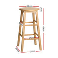 Artiss 2x Wooden Bar Stools Round Seat Natural Chair