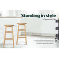 Artiss 2x Wooden Bar Stools Round Seat Natural Chair