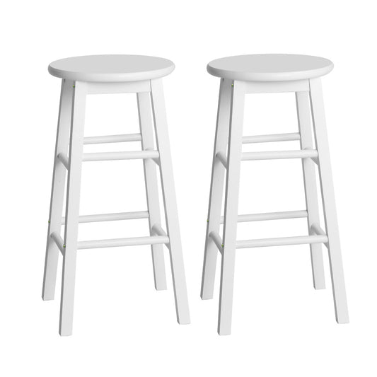 Artiss Bar Stools x2 Wooden Round Chairs White