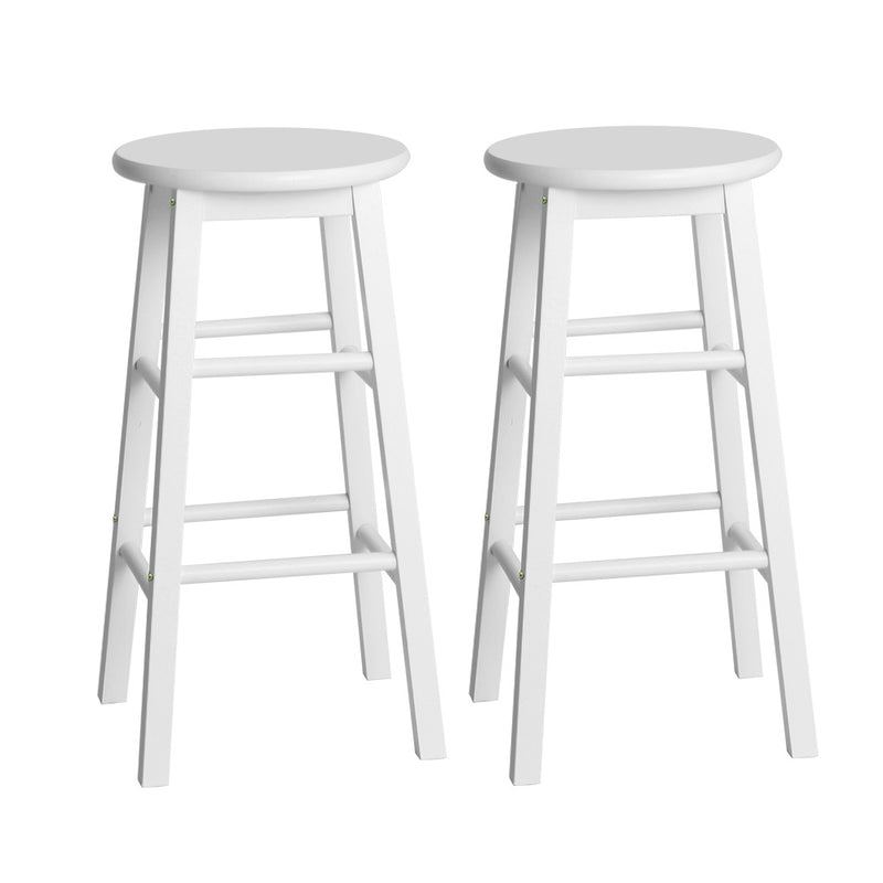 Artiss Bar Stools x2 Wooden Round Chairs White