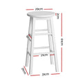 Artiss Bar Stools x2 Wooden Round Chairs White