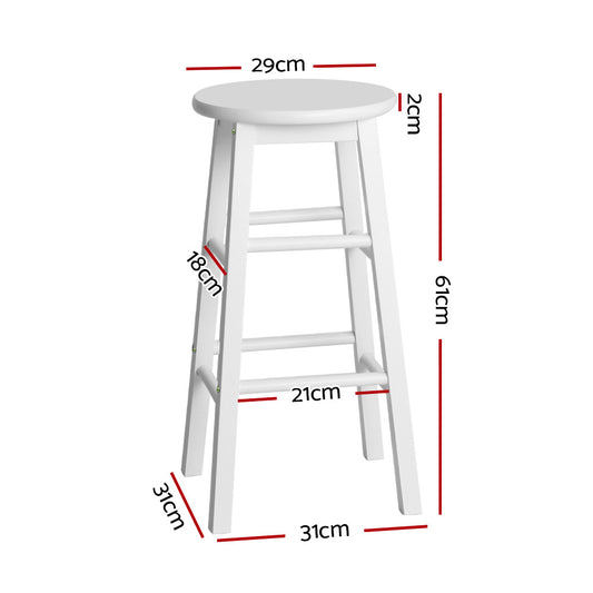 Artiss 2x Bar Stools Kitchen Dining Chairs Counter Round Stool Wooden White