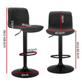 Artiss 2x Bar Stools Swivel Gas Lift Kitchen Black