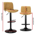 Artiss 2x Bar Stools Swivel Gas Lift Kitchen Brown