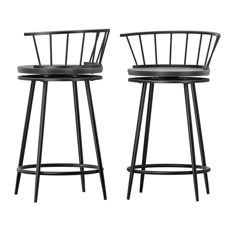 Artiss 2x Bar Stools Swivel Metal Chairs Kitchen