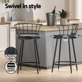 Artiss 2x Bar Stools Swivel Metal Chairs Kitchen