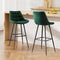 Artiss Bar Stools Velvet Chairs Green x2