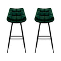 Artiss Bar Stools Velvet Chairs Green x2