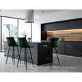 Artiss Bar Stools Velvet Chairs Green x2