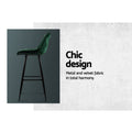 Artiss Bar Stools Velvet Chairs Green x2
