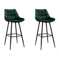 Artiss Bar Stools Velvet Chairs Green x2