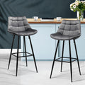 Artiss 2x Bar Stools Velvet Grey Chairs Kitchen Counter