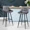 Artiss 2x Bar Stools Velvet Grey Chairs Kitchen Counter