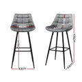 Artiss 2x Bar Stools Velvet Grey Chairs Kitchen Counter