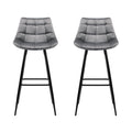 Artiss 2x Bar Stools Velvet Grey Chairs Kitchen Counter