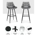 Artiss 2x Bar Stools Velvet Grey Chairs Kitchen Counter
