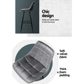 Artiss 2x Bar Stools Velvet Grey Chairs Kitchen Counter