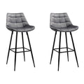 Artiss 2x Bar Stools Velvet Grey Chairs Kitchen Counter