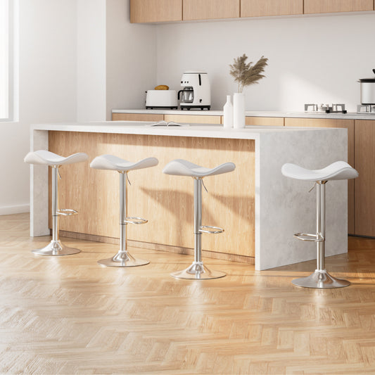 Artiss 4x Bar Stools White Leather Gas Lift Chair