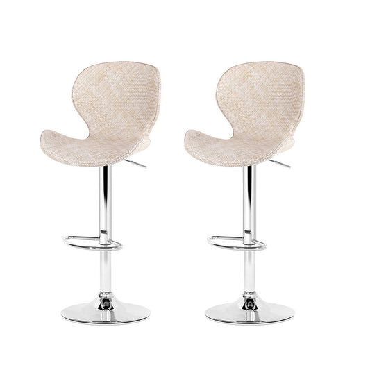 Artiss 2x Bar Stools Swivel Gas Lift Counter Beige Rattan