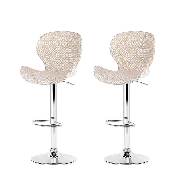 Artiss 2x Bar Stools Swivel Gas Lift Counter Beige Rattan