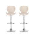 Artiss 2x Bar Stools Swivel Gas Lift Counter Beige Rattan