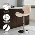 Artiss 2x Bar Stools Swivel Gas Lift Counter Beige Rattan